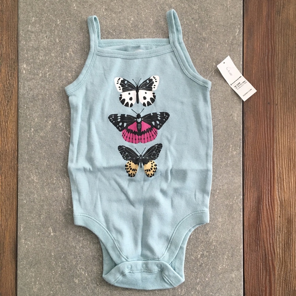 Old Navy Blue Bodysuit with Butterfly Design